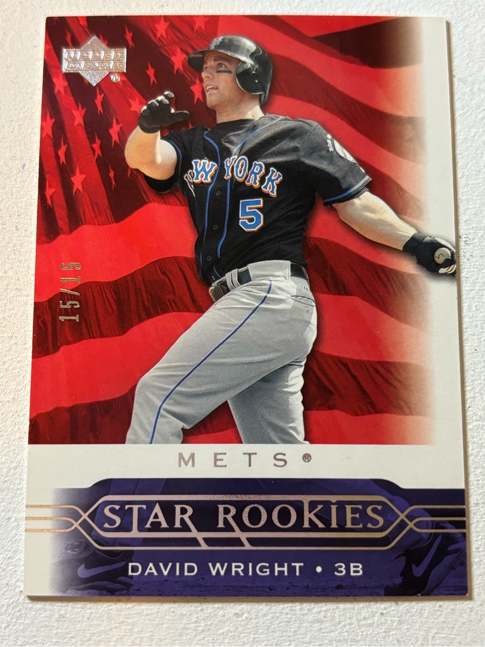 🔥 David Wright #15/15 Numbered Star Rookies Card 🔥